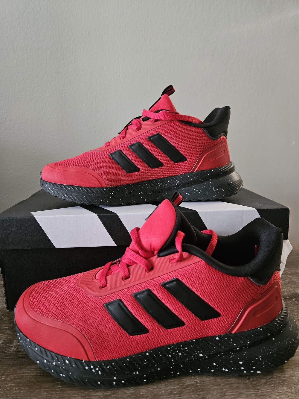 EUC Adidas Kids' Red Athletic Sneakers with Black Accents Size 4.5Y